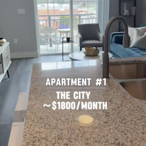 The City apartment Grandview Heights Ohio modern kitchen and living space